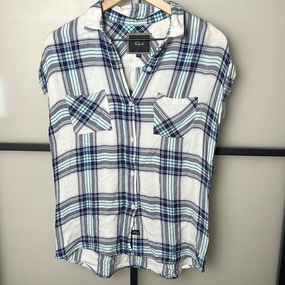 Rails Plaid Short Sleeve Top Size Small - Picture 1 of 7